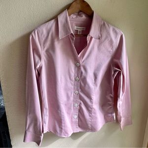 Coldwater Creek Pink Poplin Button-down Blouse. Mother of Pearl Buttons. SP